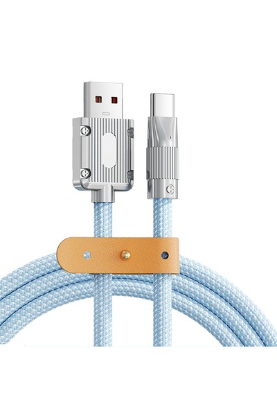 Timebox Cablu de date și încărcare rapidă 120W USB la Type-C 1 m LED Nylon Al...