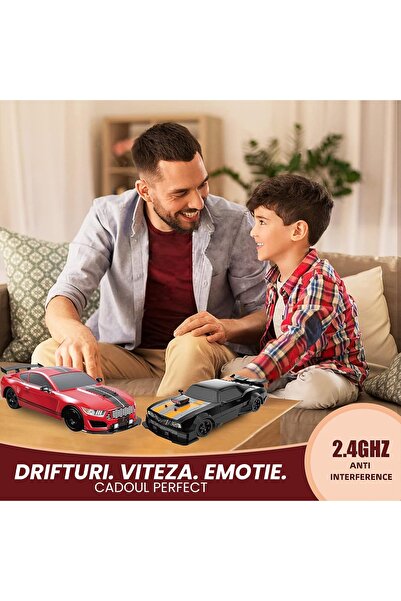 Timebox RC remote control car, , Drift car, 20km/h, LED lights, interchangeable tires, 2 rechargeable batter