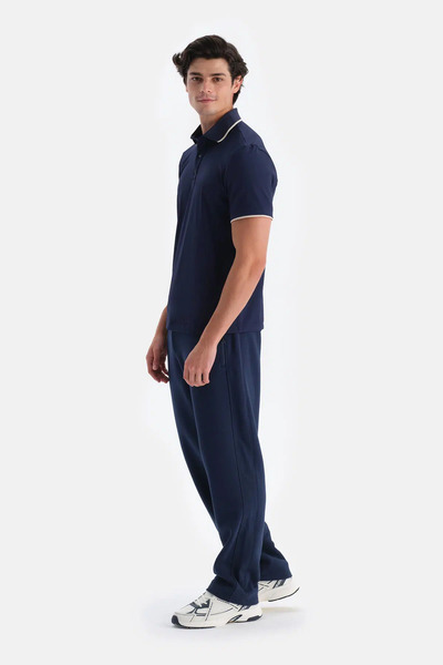 Dagi Ανδρικό μπλουζάκι με λεπτομέρεια με λαιμόκοψη από ύφασμα Navy Blue