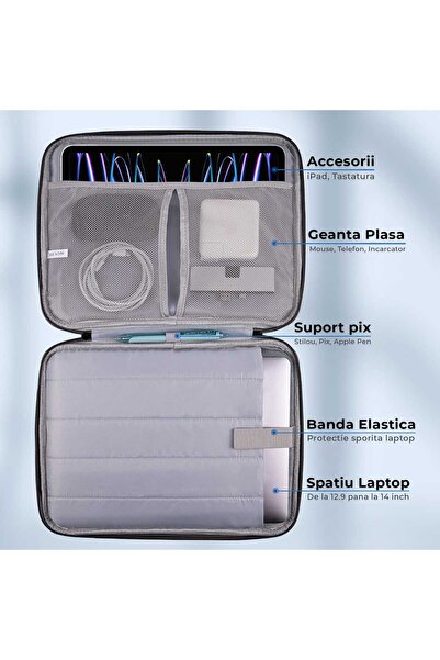 Timebox Geantă portabilă pentru laptop 12'' 13'' 14'' inch pentru notebook ultrabook impermeabilă compatibilă cu Ma