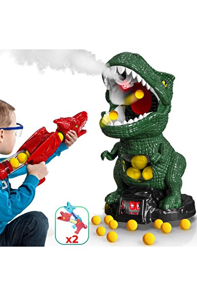 Timebox Jucărie interactivă de tragere la țintă cu dinozauri, 2 arme, 24 de b...