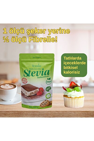 Fibrelle Double Zero Slim Stevia Tatlandırıcı 800 g (2x400g) - Avantajlı Set Kalorisiz Şeker