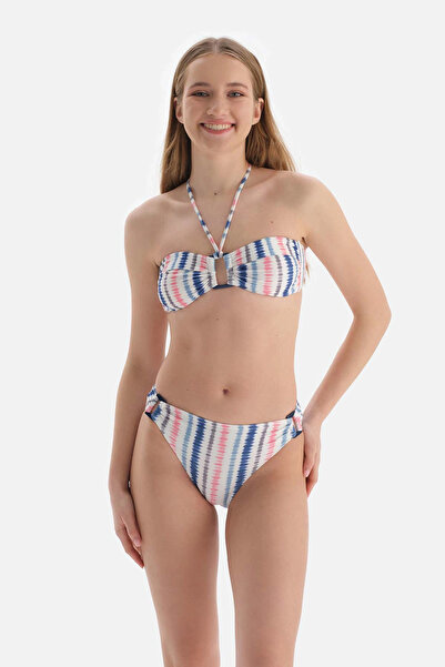 Dagi Top de bikini fără bretele roz-albastru