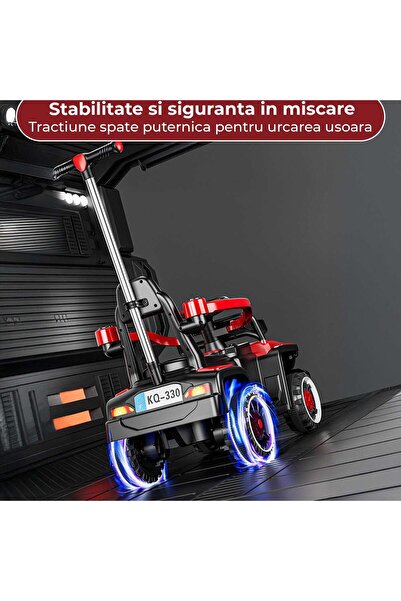 Timebox Electric car for children, off-road, remote control, music & lights, canopy, Bluetooth, red