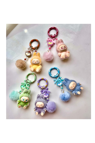 KuantumHome Yüksek Kalite Sevimli Mini Labubu Anahtarlık, Dekorasyonluk Oriji...