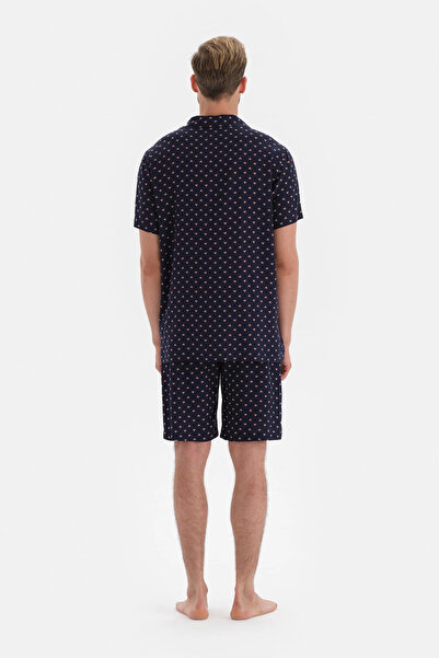 Dagi Navy Blue Meter Printed Viscose Shorts Pajama Bottoms