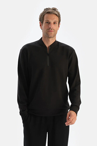 Dagi Siyah Erkek Modal Yarım Fermuarlı Sweatshırt