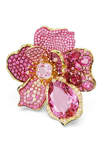 Swarovski 5657285 خاتم سواروفسكي فلوريه: خاتم كوكتيل زهرة وردي ذهبي اللون مقا...