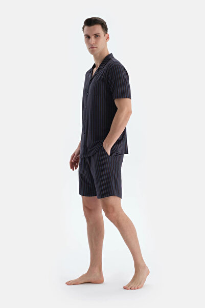 Dagi Lacivert Çizgili Gömlek Şort Pijama Takımı
