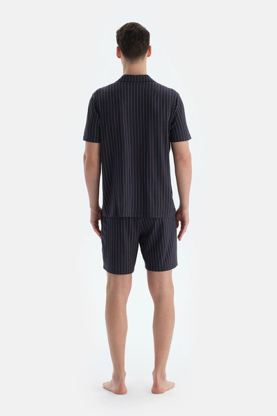 Dagi Lacivert Çizgili Gömlek Şort Pijama Takımı