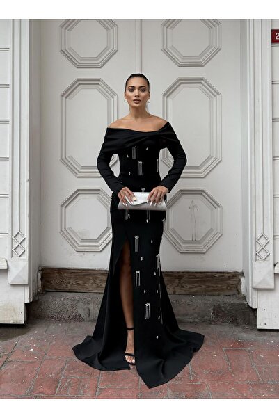 Modafeminen Rochie de seară lungă din țesătură elastică pentru scuba, cu deta...