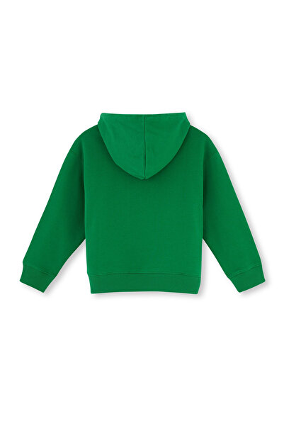 Dagi Yeşil Kapüşonlu Slogan Baskılı Unısex Sweatshırt