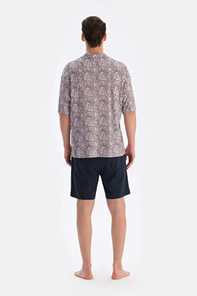 Dagi Multicolor Gömlek Yaka Kısa Kollu Desenli Modal Pijama Takımı