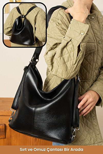 POLOGRAND London Original Women's Shoulder and Backpack - Large Size Crossbody Adjustable Strap Practical and Stylish Bag