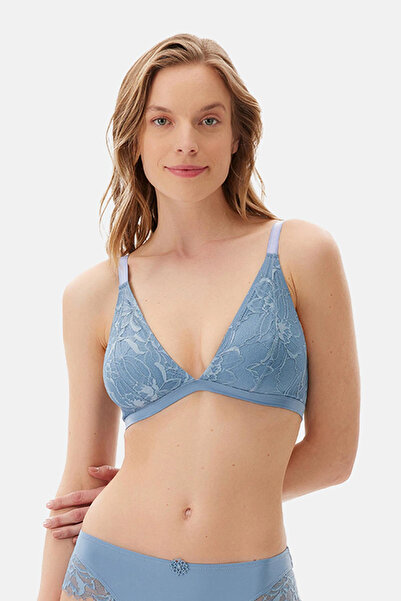 Dagi Mavi Dantelli Balensiz Kapsız Soft Sütyen