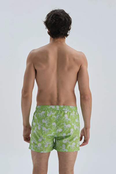 Dagi Yeşil Micro Kısa Ahtapot Desenli Deniz Şortu