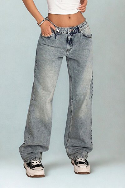 Polo State Pantaloni de damă largi din denim Albastru gheață