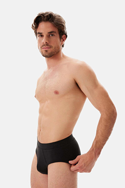 Dagi Black Seam Detailed Fabric Covered Elastic Slip