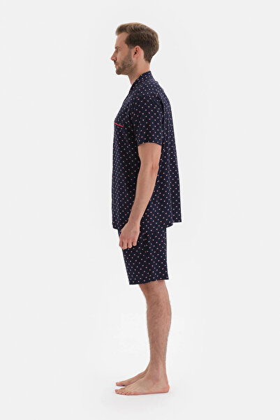 Dagi Navy Blue Meter Printed Viscose Shorts Pajama Bottoms