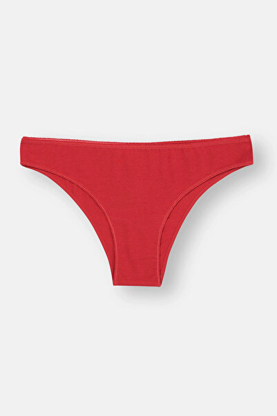 Dagi Ecru-Red-Milk Brown Women's 3-Piece Patterned Brazilian Panties