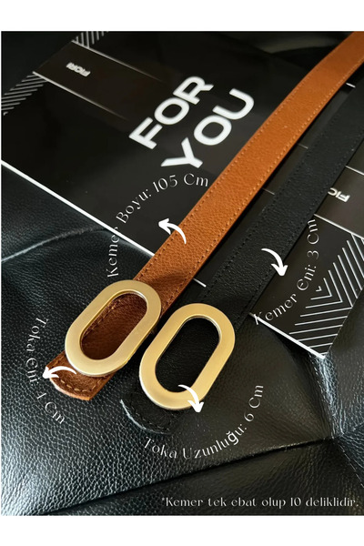 Fiori Oval Tokalı Leopar Kadın Pantolon Kemeri, Ceket Kemeri, Gömlek Kemeri, ...