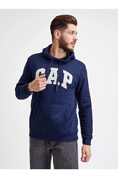 GAP V-Heritage Logo Po 850834 Erkek Kapüşonlu Sweatshirt LACİVERT