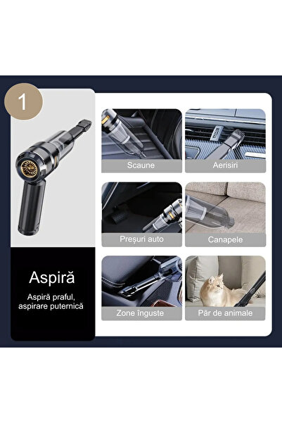 OEM Aspirator portabil auto și de uz casnic 4 în 1, fără fir, putere de aspirare de 18.000 Pa, 100 W
