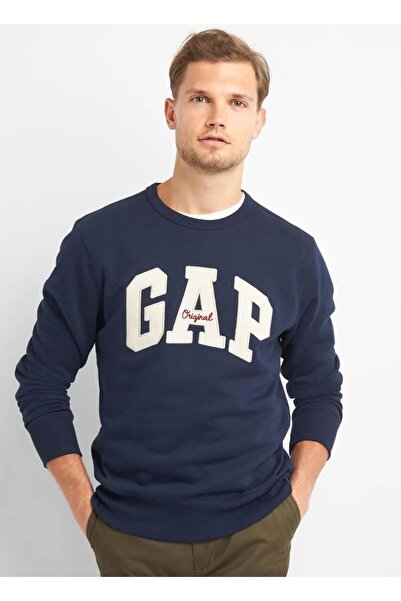 GAP Original Arch Crew Logo 852079 Erkek Sweatshirt LACİVERT