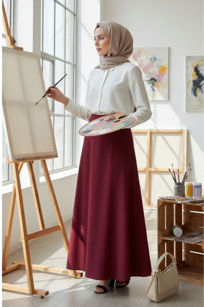 Zeneva Collection Fusta lungă, evazată, plisată, cu croială tip buruș, pentru...