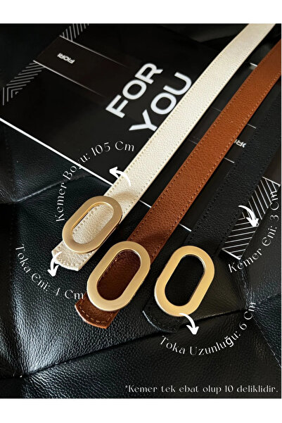 Fiori Oval Tokalı Leopar Kadın Pantolon Kemeri, Ceket Kemeri, Gömlek Kemeri, ...