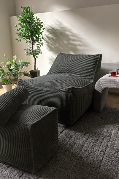 Katt Luna Armut Puf Koltuk Takımı | Kadife Fitilli Kumaş | Kaydırmaz Tabanlı TV & Oyun Koltuğu –