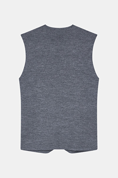 W Collection Gray Melange V-Neck Buttoned Vest