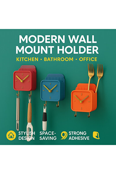 Generic Wall Mount Holder for Bathroom & Kitchen – Decorative Organizer with Gold Accents, Mail & Key Rack