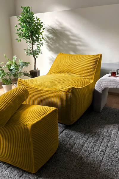 Katt Luna Armut Puf Koltuk Takımı | Kadife Fitilli Kumaş | Kaydırmaz Tabanlı TV & Oyun Koltuğu –