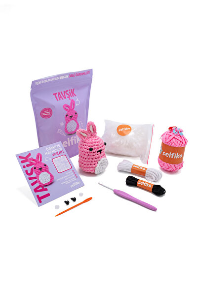 Self Selfiko Örgü Öğrenme Kiti Tavşik | Yeni Başlayanlar İçin Videolu Tığ İşi Amigurumi Tavşan Örgü Seti