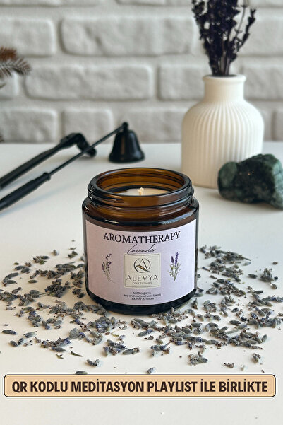 Alevya Collections %100 Doğal Lavanta Yağlı Aromaterapi Mumu / QR kodlu Medit...
