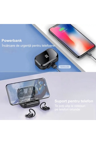 OEM TWS Bluetooth 5.4 sports headphones, ear hook, IPX7 waterproof, touch control, LED indicator