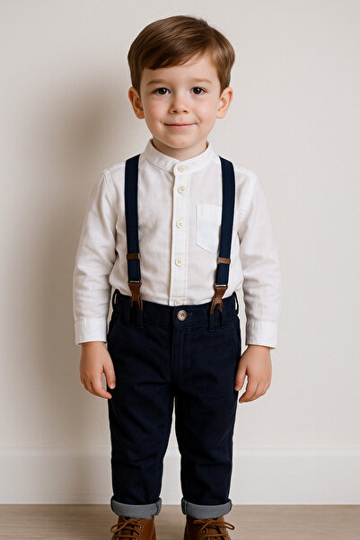 kids republic by meemseen independent Classic Navy Boys’ Trousers with Suspen...