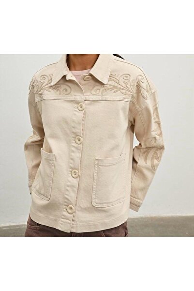 Yeys Nakışlı Gabardin Ceket