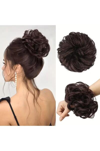 Zeysum Kestane Kahverengi Topuz Saçlı Toka Dağınık Saç Topuzu Lastikli Topuz ...