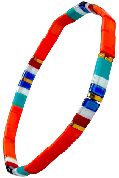 NAZLI TAKILAR سوار نسائي مصنوع يدويًا من خرز ميوكي تيلا الزجاجي المرن باللون ...