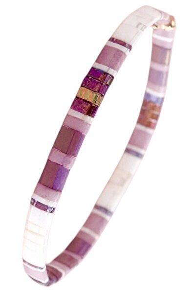 NAZLI TAKILAR Lila Tonlarında El Yapımı Elastik Miyuki Tila Cam Boncuklu Kadı...