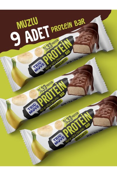 TrioMove 50 Grams Protein Bar - Banana 33% Protein, 50 g X 9 Pieces Trio Move