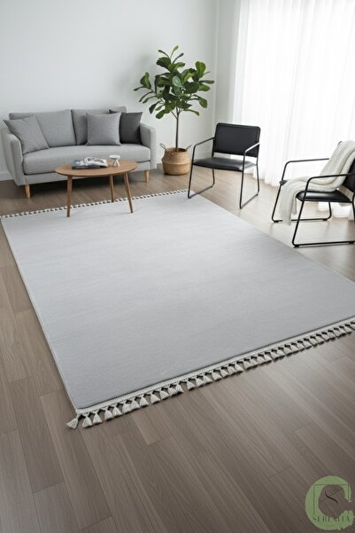 SERENİTA KAYMAZ TABAN GRİ POST/PELUŞ PONPON SAÇAKLI MODERN OTURMA ODASI SALON...