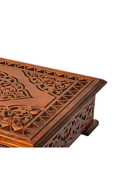 COPPERMALL HANDMADE صندوق خشبي للقرآن الكريم كبير الحجم للتخزين وكهدية