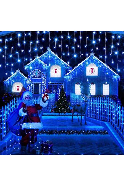 ChristmasWorld PACHET 2X Instalatie Franjuri 12 Metri, 2 x 300 Becuri LED Albastru