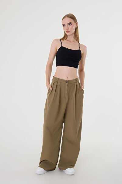 Hazel Жіночі хакі штани з підкладкою та деталями