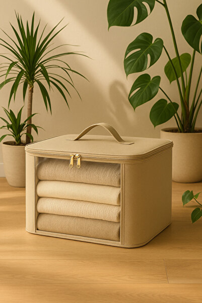 HİG HOME حقيبة تخزين الملابس والسترات - منظم قماشي قابل للطي مع نافذة