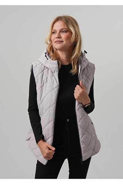 PIQUE Women's Vest Diamond Pattern Quilted Women's Stone