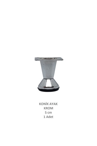 Adilon Konik Ayak Krom 5 Cm 1 Adet (dolap,mobilya,puf Ayağı )(VİDALARI HEDİYE)